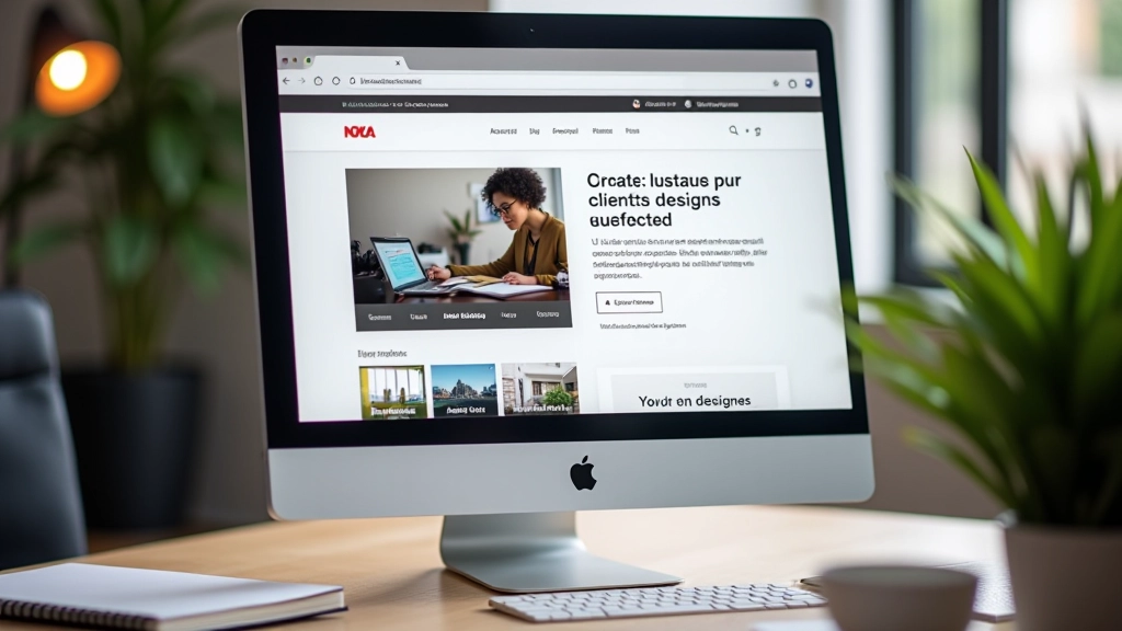 Ecrã de portfólio de designer profissional em plataforma de freelance com fotografias de projetos e avaliações de clientes